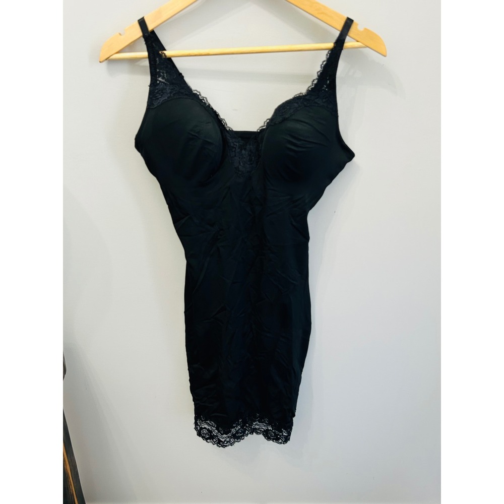Elegant Black Lace Trim Slip Dress